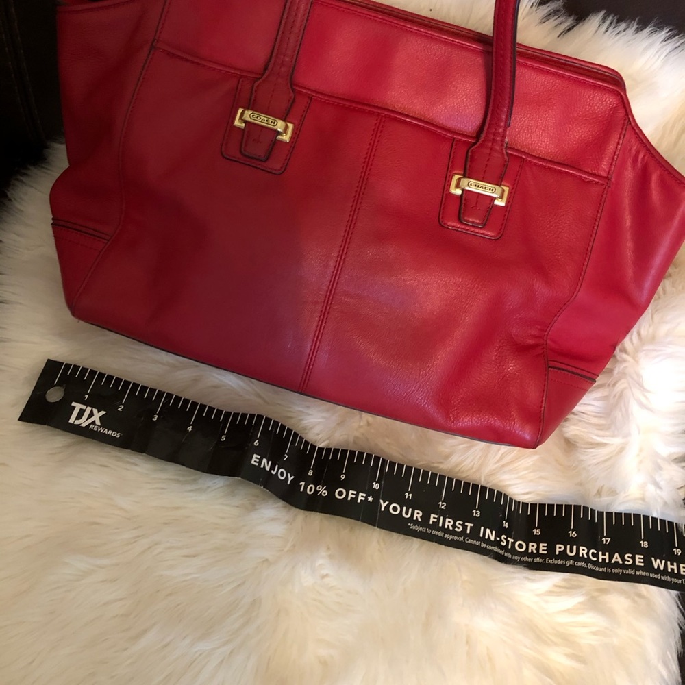 Red coach leather medium size purse